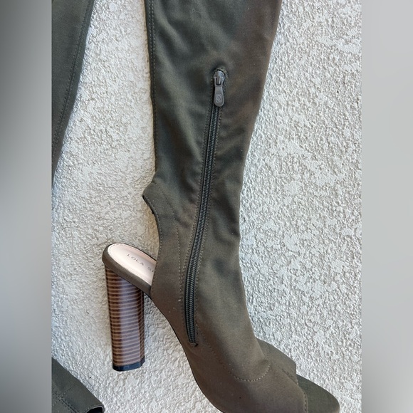 Lola Shoetique Miss Lola over the knee open toe Stella Heeled Thigh High boots 7 - Picture 9 of 9